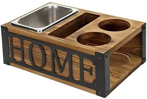 MaishaRui Couchbar - Snackbox Snackspender mit Flaschenhalter - Holztablett Couchorganizer, Snagger Snackspende Souch Tablett 12 x 8 x 4.75In ( Holz )