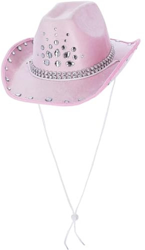 Smiffys Chapeau de cow-girl strass rose bébé, Bijoux en argent Halloween
