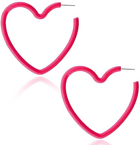 1 Paar Neon Ohrringe Rosarote Herz Acryl Ohrringe Retro 80er Jahre Neon Ohrringe übertriebene Geometrische Creolen Damen Mädchen 90er Jahre Kostüm Party Halloween Party Ohrringe Asthetisch