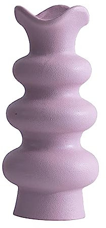 Gralara Keramikvase, einfache Blumenvase, künstlerische Vase, dekorative Vase für Esstisch, Schrank, Lila 21cm