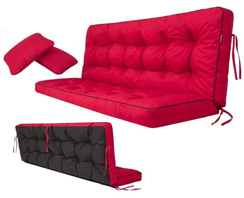 Sales Core Sitzkissen Bankkissen Bankauflage für Gartenbank |180cm x 105cm x 8cm - Rot| Schaukelkissen Palettenkissen Wasserdicht Bodenkissen Hollywoodschaukel Outdoor/Indoor Sitzauflagen