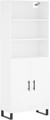 vidaXL Highboard, Sideboard mit viel Stauraum, Mehrzweckschrank mit Metallfüßen, Bücherschrank Kommode für Wohnzimmer Büro, Modern, Weiß Holzwerkstoff