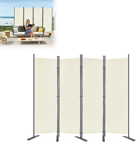 HENGMEI Raumteiler, Freistehend Balkon Sichtschutz Garten Paravent Trennwand Duschzelt Für Innen und Außenbereich(225 x 180 cm, Beige)