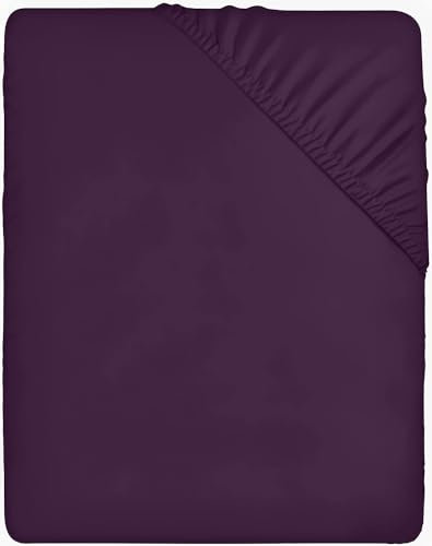 Utopia Bedding - Spannbettlaken 200x200cm - Lila - Gebürstete Polyester-Mikrofaser Spannbetttuch - 35 cm Tiefe Tasche
