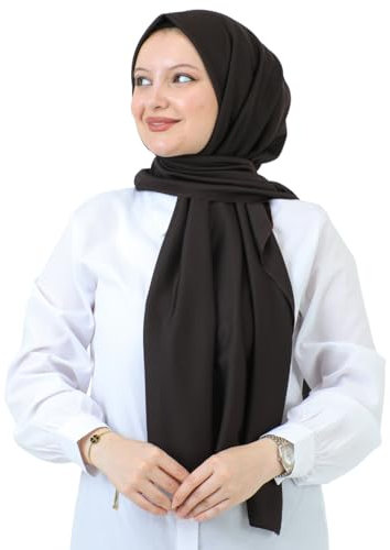Prien Hijab Kopftuch für Damen, Muslimische Kleid Schal, Kopftücher für Mädchen, Islamische Langer Scarf, Chiffon Turban Kleider für Ramadan (Braun)