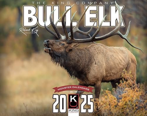 The King Company Monster-Kalender 2025 Monster Bull Elk Signature Series, Wandkalender, 16 Monate, Größe XL, 35,6 x 55,9 cm, bester großer Elchkalender