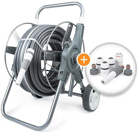 Schlauchwagen mit Gartenschlauch - 50 Meter - Professioneller Wasserschlauch - Stark & Flexibel