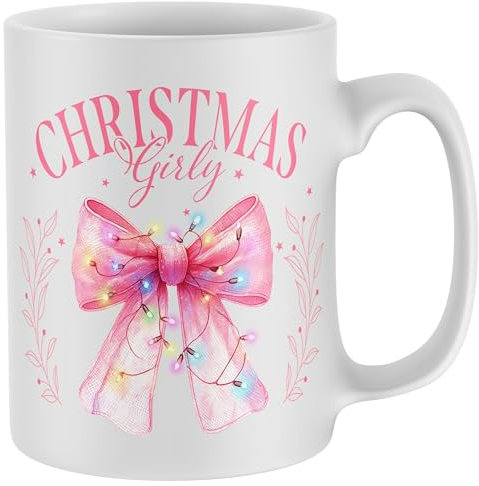 Purple Print House Christmas Girly Mug Xmas Stocking Filler Gifts Festive Pink Bows Hot Chocolate Cup