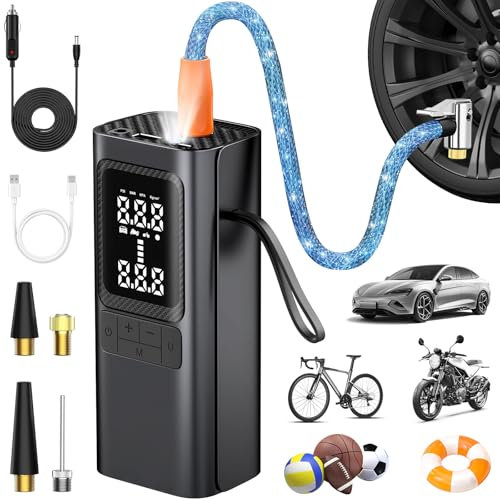 Uniwit Tire Inflator Portable Air Compressor,6000mAh and 150PSI Cordless Mini Tire Pump with Pressure Gauge Digital Display Auto Shutoff Function & LED Light for Car,Ball,Motorcycle,Bike