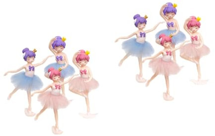HEMOTON 2 Sätze Ballerina Mädchen Puppe Figur Geburtstag Ballett Kuchen Topper Rosa Einhorn Ballett Cupcake Topper Ballerinas Frau Daisy Prinzessin Party Ballett Mädchen 4 Stück * 2