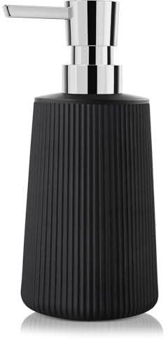 Richenda Matte Black Soap Dispenser for Bathroom and Kitchen, Modern Farmhouse Style Hand and Dish Soap Dispenser with Silver Pump,270ml, Black