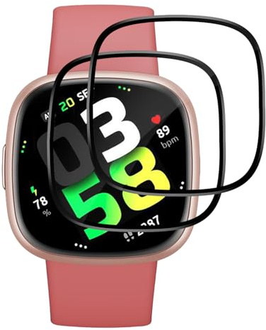 VideoSecu 2 Stück für Panzerglas für Fitbit Versa 3/Fitbit Versa 4/Fitbit Sense 2/Fitbit Sense Schutzfolie, Selbstheilende TPU Folie, Blasenfreie, Anti-Fingerabdruck, Kratzfest, Perfekte Passform