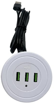 GKYQVE Estación de carga USB doble empotrada con 3 tomas de corriente de 170 cm, cable tipo B, enchufe para tabletas, teléfonos electrónicos, toma de corriente con USB