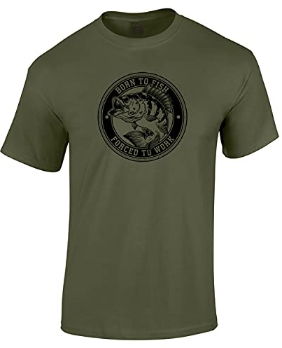 Koi Carp Fishing Gifts for Men, Fisherman T Shirts - Born to Fish - Clothing for Men Dad Birthday Fathers Day Military Green Size L