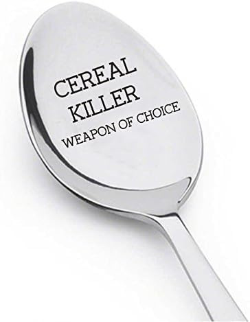 Cereal Killer Spoon – Engraved “Weapon of Choice” Funny Spoon – Breakfast Gift for Men, Women, Friends – Unique Joke Gift for Christmas or Birthday