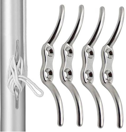 Helweet Bootsklampe, Belegklampe, Flaggenklampe, Festmacherklampe, Boot Klampen Seil Cleat Haken, Fahnenmast Seilklampe Haken Boot Liegeplatz Zubehör, Stainless Steel Boat Cleats Insert Cleats