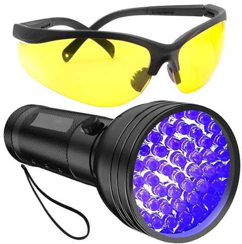 Mekalero Detector de fugas de aire acondicionado portátil para coche con gafas, detector de fugas de tinte de aceite para una identificación precisa de fugas con gafas protectoras
