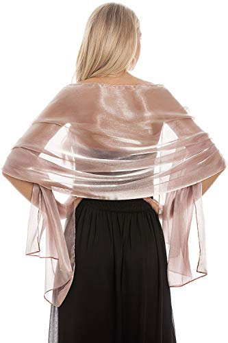 Central Chic Silky Iridescent Dusky Pink Pashmina Wrap Stole Shawl For Weddings Bridal Bridemaids Evening Wear Prom & Parties 24 Colours (Dusty Pink)