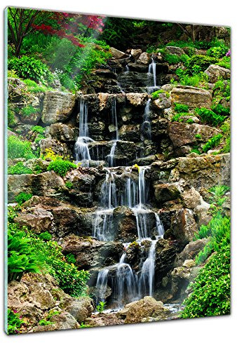 Bilderdepot24 Glasbild - Kleiner Wasserfall - 60 x 80 cm - Deko Glas - Wandbild aus Glas - Bild auf Glas - moderne Glasbilder - Glasfoto - Echtglas - kein Acryl - Handmade