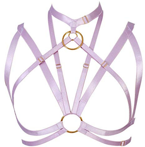 Damen Punk Harness Körper ärmelloser BH Straps Korsett Rock Strumpfband Gürtel Brustgurt Geschirr Gothic Tanzen Halloween-Fest Klassische BHS (Lila)