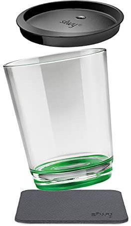 silwy® Magnetbecher in der Farbe Sour Green mit auslaufsicherem Deckel und Nano Gel Metallstempel für sicheres Platzieren und Transportieren, perfekt für Camping und Bootfahren