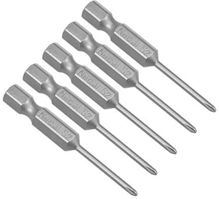 sourcing map 5 Pcs 2mm PH1 Magnetic Phillips Screwdriver Bits, 1/4 Inch Hex Shank 2-inch Length S2 Power Tool
