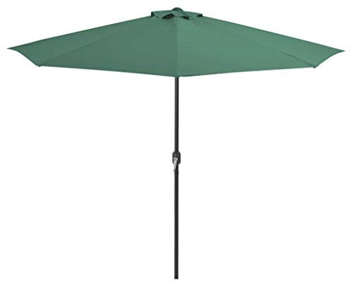 Tidyard Outdoor Half Parasol with Aluminium Pole Garden Umbrella 300 x 150 cm Green