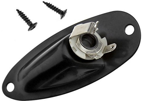 Gitarre Klinkenbuchse/Jackplate Plate Steckdose Gitarren-Aufnahme-Ausgangsbuchse für Strat Schraube Schwarz