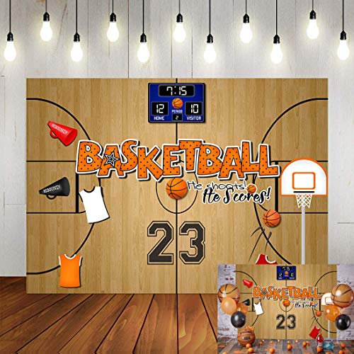 Art Studio 2,1 x 1,5 m Basketball-Thema-Fotohintergrund Basketball Sport Junge Kindergeburtstag Party Fotohintergrund Star Jersey 23 Zahlen Kinder Studio Booth Requisiten Dekor Banner Vinyl