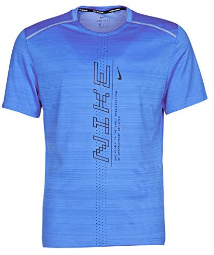 Nike M Nk Dry Miler SS Po Gx FF T-Shirt - Pacific Blue/(Black), Small