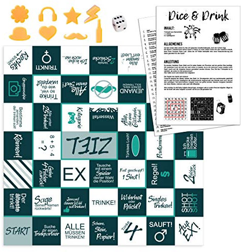 WANDKINGS Trinkspiel Partyspiel, Dice & Drink, Men Edition