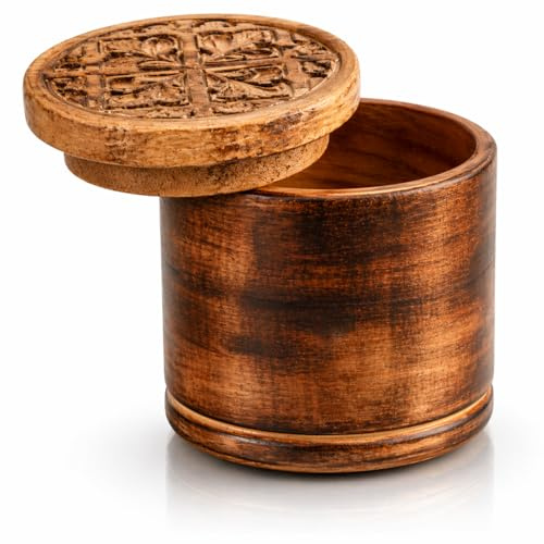 Wooden Sugar Bowl with Lid Rustic Spice Jar Tea Storage Condiment Holder | 4 Inch handmade container for sugar, candy, nuts, salt, seasonings, coffee, sweetener, home & kitchen décor, pantry storage