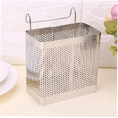 AMOYER Cocina colgados Soporte de Acero Inoxidable Palillos de cucharas Tenedor Cubiertos Escurridor Organizador Rack de Almacenamiento
