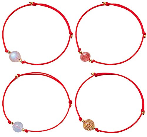 6 Pezzi Kabbalah Braccialetto,Braccialetti Filo Rosso,Bracciale Kabbalah,Bracciale Filo Rosso del Destino Regolabile Bracciale Rosso Braccialetti Rosso Braccialetti Rossi per Uomo Donna