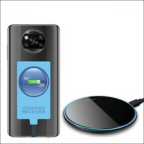 Cargador inalámbrico LED Circle y receptor externo compatible con Xiaomi Poco F1 F3 F2 Pro M2 M3 X2 X3 NFC X3