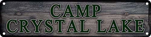 Camp Crystal Lake Blechschild, Campingschild, Vintage-Schild für drinnen und draußen, Bauernhaus, Café, Wanddekoration, 10,2 x 40,6 cm