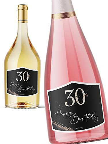 JoliCoon - 30th Birthday Bottle Labels - 30th Birthday Decorations - Golden Glamour