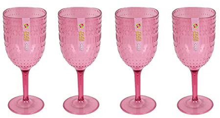 YöL Pack of 4 Wine Goblets Pink Aztec Reusable BBQ Summer Party Tableware Camping Glasses Cocktail