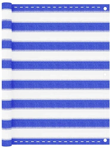 vidaXL Balkon Sichtschutz Bespannung Terrasse Windschutz Sonnenschutz Balkonbespannung Balkonverkleidung Balkonsichtschutz Blau Weiß 90x400cm HDPE
