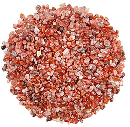 LYFJXX 0.88lb/400g Small Natural Irregular Shaped Crystal Quartz Rock Tumbled Chips Crushed Stone Healing Reiki Crystal Gemstones for Garden Vases Plants Decoration (Red)