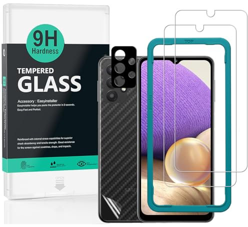 Ibywind Verre Trempé compatible avec SamSung Galaxy A32 5G (6,5) vec Protecteur d'objectif de en métal,sans bulles