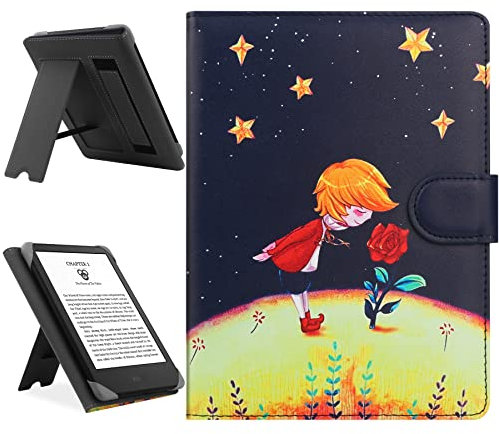 HoYiXi Universal Hülle Kompatibel mit 6.8'' Kindle Paperwhite/6'' Neue Kindle 2022 & 2019/Kobo Clara HD/Kobo Clara 2E Leder Stand Schutzhülle für 6-6.8'' Pocketbook/Tolino/Sony E-Book Reader, Prinz
