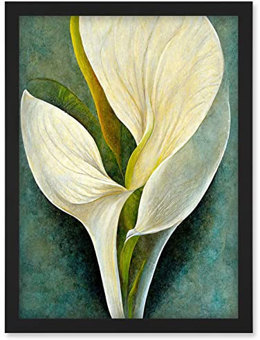 Doppelganger33 LTD Single White Calla Lily Flower Petal Detail Modern Artwork Framed Wall Art Print A4