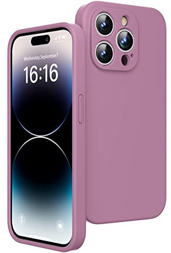 JASBON Ultra Dünn für iPhone 14 Pro Hülle | Stoßfester Liquid Silikon Hülle | 360°-Schutz Kratzfestem Case | Handyhülle iPhone 14 Pro 6,1 2022 Pink Purple