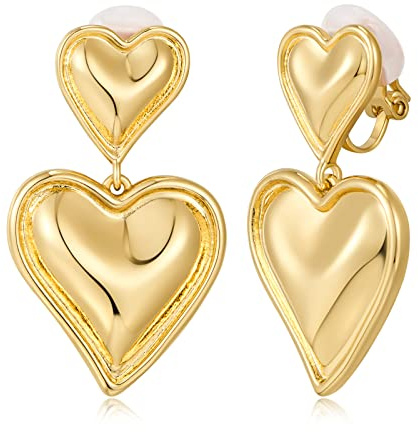 WOWORAMA Gold Clip Ohrringe für Damen geometrisches Design Tropfenform Vintage Scheiben Clip Ohrhänger Ohrstecker ohne Ohrloch