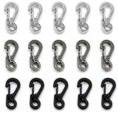 15 Stück Karabiner-Schlüsselanhänger Clips Robuste Aluminium-Schlüsselringhaken Paracord Karabiner Schwerlastwinziger Karabiner-Clip für Outdoor, Camping, Wandern