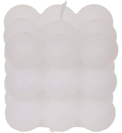Kerze Echtwachskerze Bubble-Kerze Weiß Wohndekoration Dekoration Tischdekoration Echtwachs Geschenkidee 6 x 5,5 cm