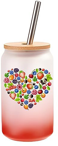 Verre Cocktail Coeur fruit | Idée Cadeau Verre à Eau avec Paille