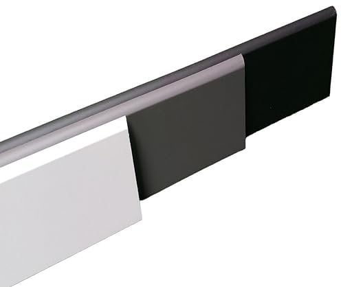 Battiscopa in legno, verniciato, rivestito in melammina, bianco, grigio, nero, di alta qualità, battiscopa fabbricazione francese, diverse dimensioni, altezza 7 cm, MadeInNatrue (nero, arrotondato, 24