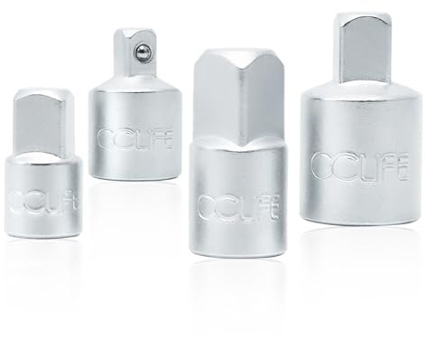 CCLIFE 4 Piezas Adaptador de Llave de Vaso Llave de Carraca Adaptador 1/2 a 3/8, 3/8 a 1/2, 3/8 a 1/4, 1/4 a 3/8 Adaptadores de llave de Tubo Adaptadores y Reductores de Vasos